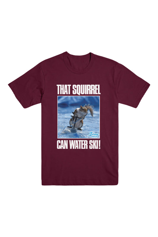 Squirrel Can Ski Tee (Maroon)